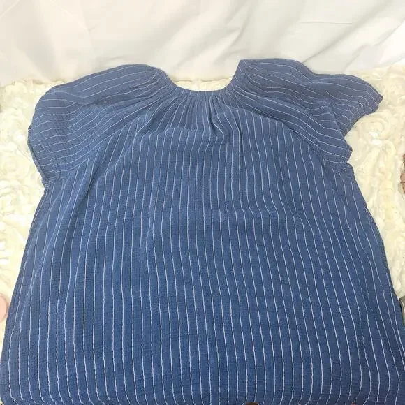 Joie Women's Blue Pin Striped Pullover Cotton Rayon Top Size 1X - Picture 4 of 8